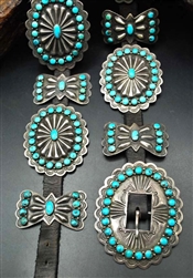 GORGEOUS EARLY TURQUOISE CONCHO BELT
