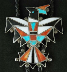 BEAUTIFUL VINTAGE ZUNI BIRD BOLO TIE