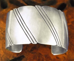 ELEGANT WIDE SILVER CUFF BRACELET