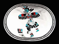 FRANK VACIT INLAID ZUNI EAGLE DANCER BUCKLE