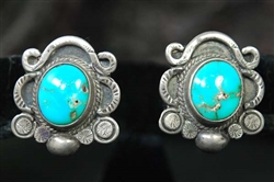 VINTAGE NAVAJO BLUE GEM TURQUOISE EARRINGS