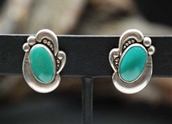 VINTAGE FOX TURQUOISE CLIP-ON EARRINGS