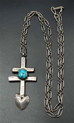 Vintage Pueblo Dragonfly Cross Pendant