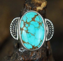 LOVELY NAVAJO #8 TURQUOISE PINKY RING