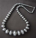 NAVAJO HAND MADE GRADUATED SILVER BEAD NECKLACE