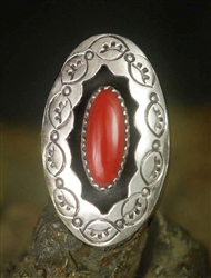 LOVELY SHADOW BOX NAVAJO CORAL RING