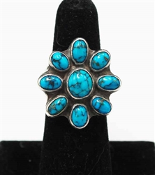 LOVELY FRED PESHLAKAI WEBBED TURQUOISE RING