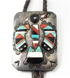 EARLY ZUNI THUNDERBIRD FIGURE BOLO TIE