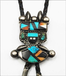 Rare Vintage David Tsikewa Zuni Bolo Tie & Tips