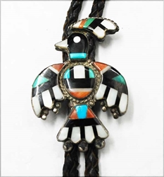 Beautiful Vintage Thunderbird Zuni Bolo Tie