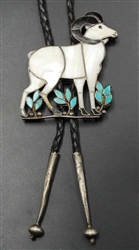 JOE ZUNIE INLAID ZUNI RAM BOLO