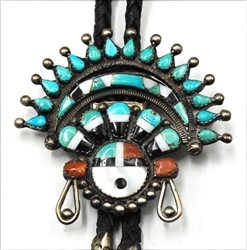 BEAUTIFUL ZUNI SUFACE PETIT POINT BOLO TIE