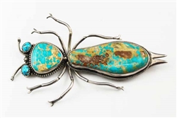 Lg. 4.12" Liz Wallace Royston Turquoise Beetle Pin