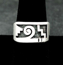 Beautiful Hopi Perry Fred Silver Overlay Ring