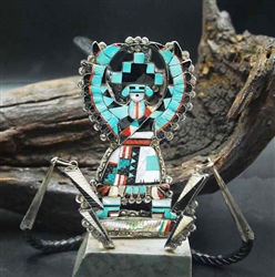 ELDRED MARTINEZ ZUNI INLAID KNIFEWING BOLO TIE