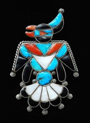 FRANK VACIT INLAID ZUNI THUNDERBIRD PIN