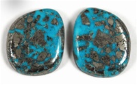 NATURAL MORENCI TURQUOISE CABOCHON MATCHED PAIR