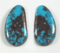 NATURAL MORENCI TURQUOISE CABOCHON MATCHED PAIR