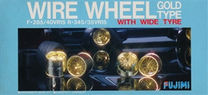 Fujimi Gold Wire Wheels with Wide Tires (Set of  4) 1/24 (fs)