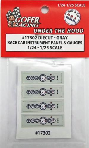 Race Car Instrument Panel and Gauges - Diecut Plastic "Gray" (1:24-1:25)