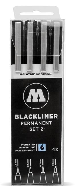 Molotow Blackliner Permanent Pen Set 2 (set of 4) (.3, .5, .7, 1mm)