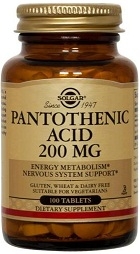 Solgar Pantothenic Acid 200 mg - 100 Tabs