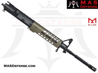 16" 5.56 /.223 AR-15 BARRELED UPPER W/ PINNED FSB - MAS DEFENSE NERO 7.25" M-LOK RAIL - FDE