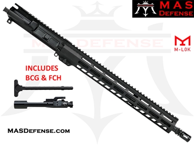 16" 5.56 / .223 AR-15 BARRELED UPPER - MAS DEFENSE GROUNDWORKS 15" M-LOK RAIL - MID LENGTH GAS