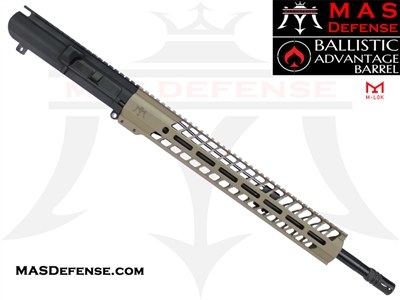 18" .308 AR-10 BARRELED UPPER MAS DEFENSE NERO 15" M-LOK RAIL - FDE - BALLISTIC ADVANTAGE BARREL