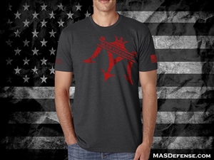 MAS DEFENSE T-SHIRT SPLATTER LOGO - CHARCOAL - LARGE