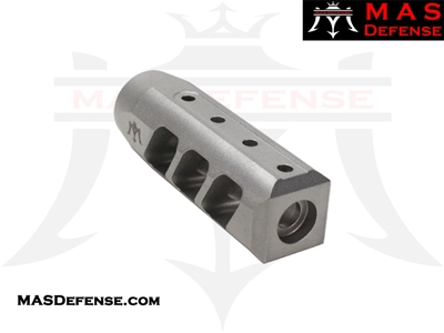 MAS DEFENSE RIOT 5.56 MUZZLE BRAKE - STAINLESS STEEL MATTE - 1/2x28 TPI