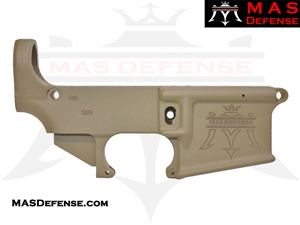 80% FORGED LOWER RECEIVER AR-15 - MAS LOGO FLAT DARK EARTH (FDE) CERAKOTE