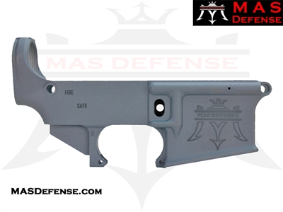 80% FORGED LOWER RECEIVER AR-15 - SNIPER GRAY CERAKOTE  MAS LOGO