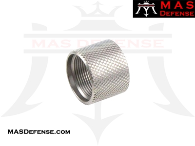 KNURLED THREAD PROTECTOR FOR 9MM AND 357SIG GLOCK & SIG SAUER PISTOL BARRELS - STAINLESS STEEL SILVER