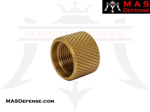 KNURLED THREAD PROTECTOR FOR 9MM AND 357SIG GLOCK & SIG SAUER PISTOL BARRELS - MATTE GOLD TiN PVD TITANIUM NITRIDE