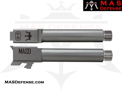 MAS DEFENSE 9MM 416R STAINLESS STEEL THREADED BARREL - GLOCK 19 FITMENT - MATTE GRAY PVD