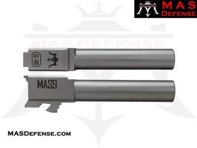 MAS DEFENSE 9MM 416R STAINLESS STEEL BARREL - GLOCK 19 FITMENT - MATTE GRAY PVD GREY SILVER