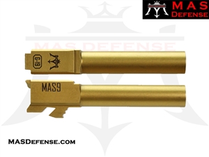 MAS DEFENSE 9MM 416R STAINLESS STEEL BARREL - GLOCK 19 FITMENT - MATTE GOLD (TiN) PVD