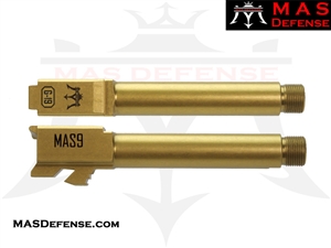 MAS DEFENSE 9MM 416R STAINLESS STEEL BARREL - GLOCK 19 FITMENT - MATTE GOLD (TiN) PVD - THREADED