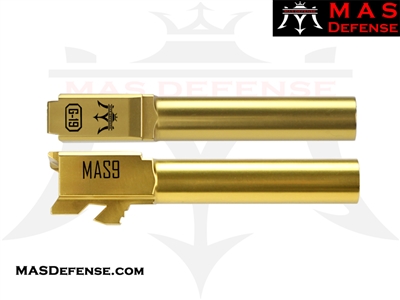 MAS DEFENSE 9MM 416R STAINLESS STEEL BARREL - GLOCK 19 FITMENT - RADIANT GOLD (TiN)
