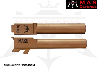 MAS DEFENSE 9MM 416R STAINLESS STEEL BARREL - GLOCK 19 FITMENT - BRONZE PVD COPPER ROSE GOLD