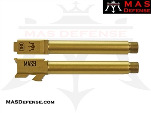 MAS DEFENSE 9MM 416R STAINLESS STEEL THREADED BARREL - GLOCK 17 GEN 1-4 FITMENT - TITANIUM NITRIDE TiN GOLD PVD G17 ***BLEM***