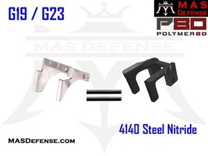 MAS DEFENSE 4140 NITRIDE FRONT LOCKING BLOCK W/ POLYMER80 REAR RAIL & PINS - COMPACT G19 / G23 P80-PF940C-LBRS-RRM P80-PF940C P80-PF940C-BLK ROOK1002SS