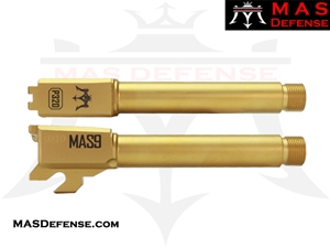 MAS DEFENSE 9MM 416R STAINLESS SIG P320 COMPACT / CARRY THREADED BARREL - MATTE GOLD PVD (TiN) TITANIUM NITRIDE