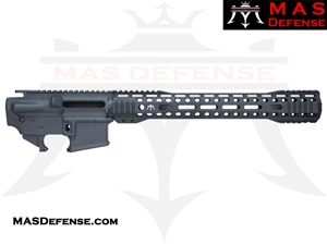 MAS DEFENSE CERAKOTE AR-15 STEALTH GRAY BUILDER SET - UPPER - 80% LOWER - 15" RIDGELINE M-LOK AR-15 QUAD RAIL STEALTH GREY GRAY AR15