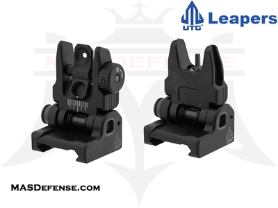 UTG LOW PROFILE SPRING LOADED AR-15 FLIP-UP FRONT & REAR SIGHT SET - MNT-757 MNT-957