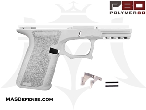 POLYMER80 80% POLYMER LOWER RECEIVER GLOCK 19 FITMENT - CERAKOTE WHITE - P80-PF940CV1-CKWHT GCA COMPLIANT 76% BRIDGE FRAME