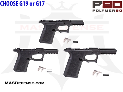 3 PACK POLYMER80 80% POLYMER LOWER RECEIVER - P80-PF940CV1 - GLOCK 19/23 P80-BKC COMPACT GLOCK 19 GLOCK 23 G19 G23 - P80-PF940SV2-C03 - GLOCK 17 GLOCK 22 G17 G22-  76% BRIDGE FRAME