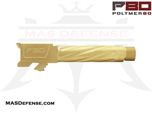 POLYMER80 SUB-COMPACT 9MM BARREL GLOCK 26 FITMENT - THREADED FLUTED GOLD TIN P80-PFSC9-TH-F-TIN P80-BRL-PFSC9-THF-TIN