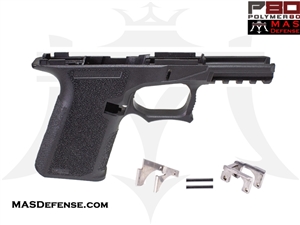 POLYMER80 80% POLYMER LOWER RECEIVER GLOCK 19 FITMENT - BLACK - P80-PF940CV1-BLK GCA COMPLIANT 76% FRAME POLYMER80 80% FRAME AND MAS DEFENSE COMPLETE RAIL KIT COMPACT G19 / G23 - BLACK - CV1 - PF940CV1 - BKC - FKC - G19 - GLOCK 19 - 19 FRAME